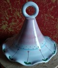 Vintage Italian Art Pottery 9" Umbrella Lid Hand-Painted Cherry Leave Canister  — photo 4
