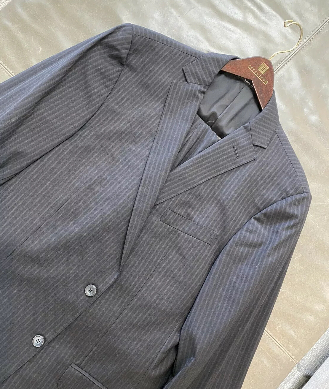 Z-Zegna Mens 100% Wool Drop 8 Very Slim Fit Black Stripe Sui