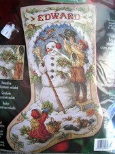 Bucilla Counted Cross Holiday Stocking KIT,NOSTALGIA,Snowman,Orton,84635,Size 18