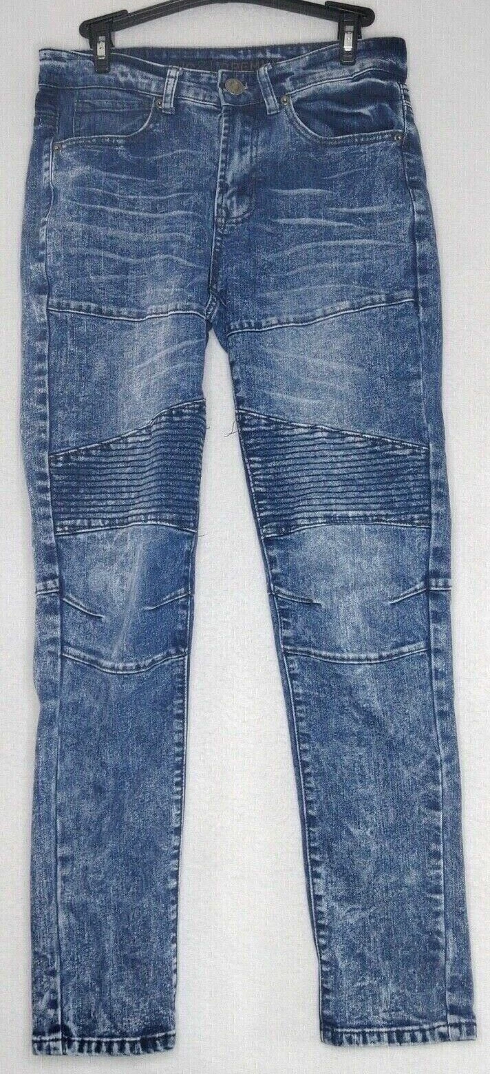 Jean Rue 21 Premium Homme Taille 28x30 Moto Skinny Supreme Flex Bleu