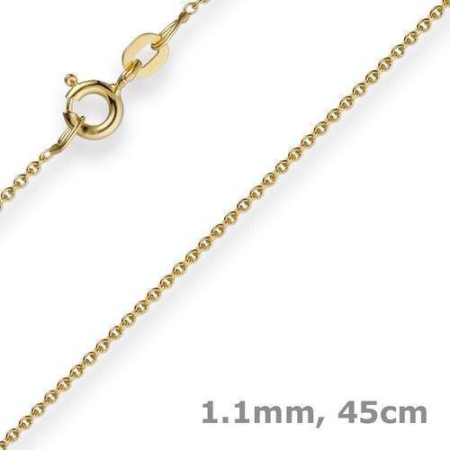 Collana a catena rotonda in oro giallo 14 carati, larghezza 3,4
