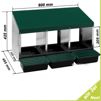 Wiesenfield Hühnernest 3 Abteile - Verzinkter Stahl Legenest Mit Auffangschalen