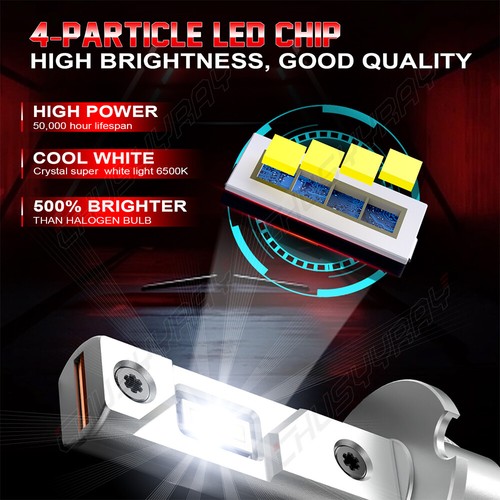 For Suzuki Grand Vitara 2001-2005 6000K LED Headlight + Fog Light Bulbs Combo 4X - Picture 13 of 21