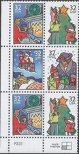 Plate Block of 6 stamps - Scott 3108-11 - 32 cent - Christmas - 1996 - MNH