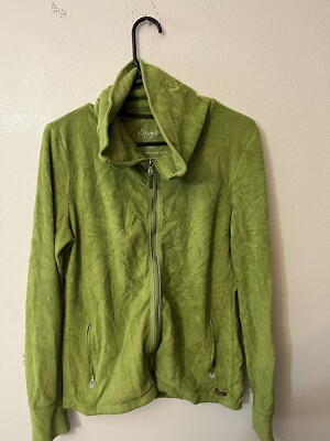 Calvin Klein Sweater Women Large Green Fleece Performance  Full Zip Jacket