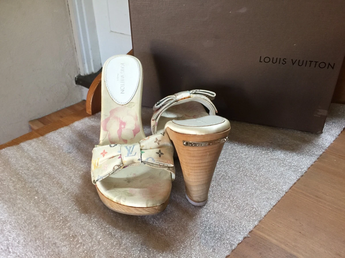 LOUIS VUITTON MULTI-COLOR LULES $1200 CLOGS PLATFORM SIZE 37 US 7