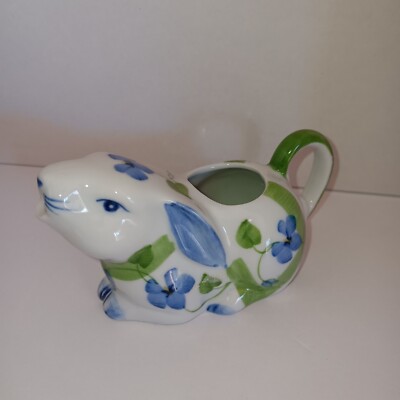 Sadek , Andrea, Porcelain Bunny Rabbit Creamer, Violet Flowers Design.