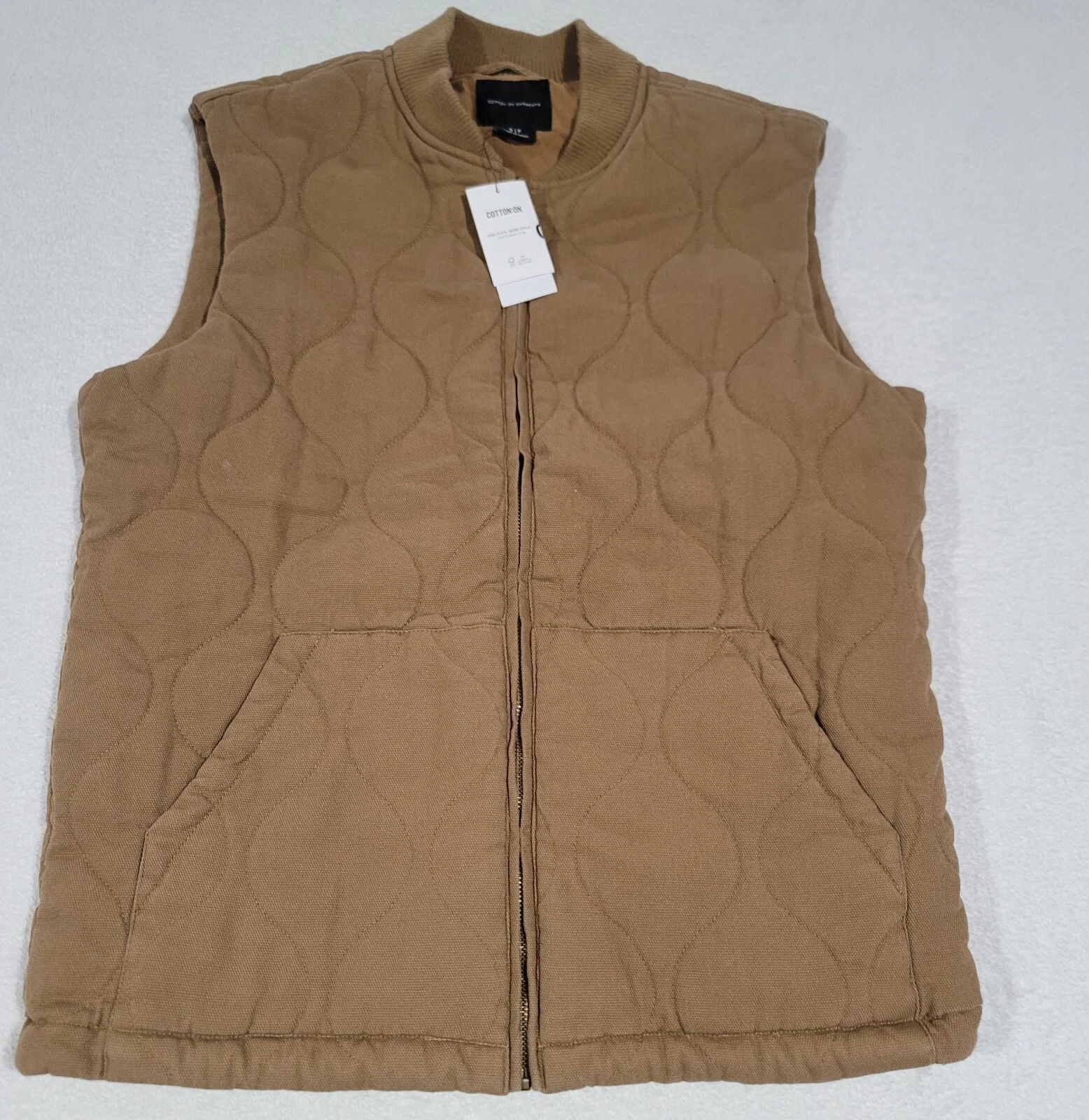Cotton On Garments Men's Work Wear Sleeveless Vest Tan/Brown Size Small NWT