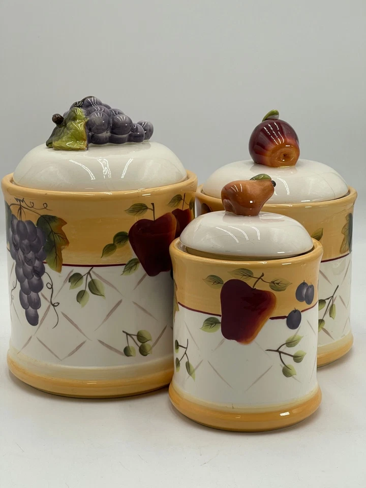 Set of 3 Canister & Lid Sonoma Villa - Rubber Seal Home Decor Storage Jar Cookie - Image 2 of 4