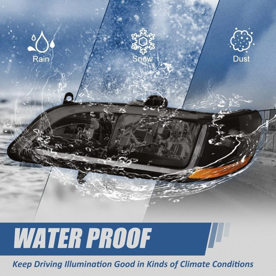 Faros delanteros con lente ahumada para Honda Accord 1998-2002 con par LED DRL Foto 3 de 4