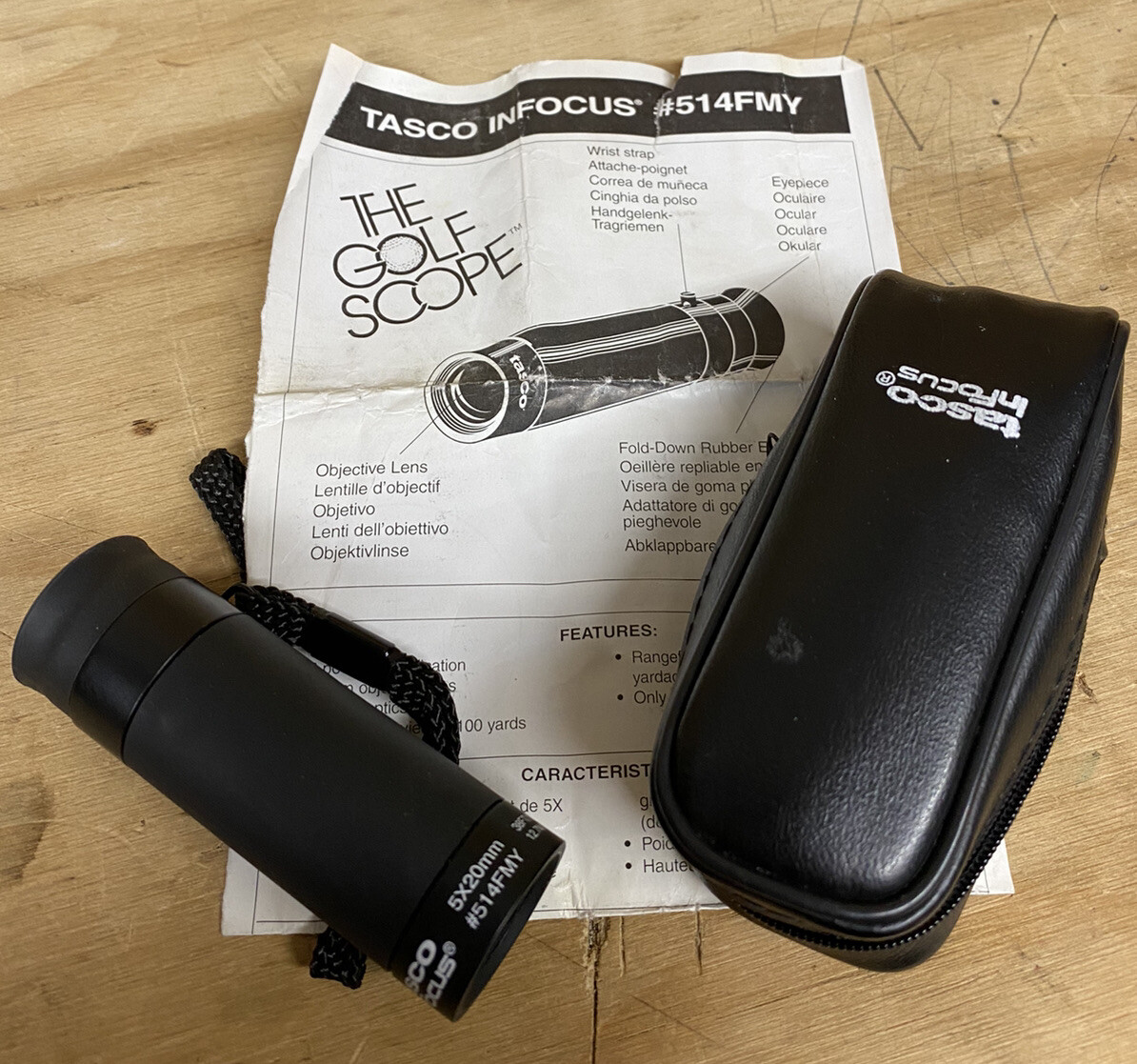 Tasco Infocus 5x20mm Golf Scope #514FMY with Strap and Case