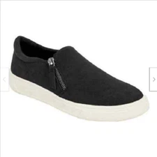 Kensie Ladies' Faux Suede Slip on Side Zip Sneaker, (Black, 6.5M) NWOB