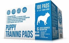 Bulldogology Premium Puppy Pads with Adhesive Sticky Tape 24x24, 100-Count 