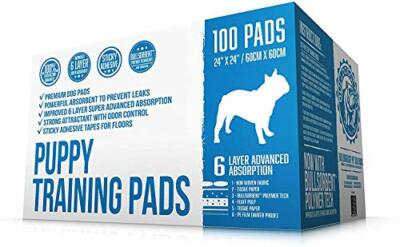 Bulldogology Premium Puppy Pads with Adhesive Sticky Tape (24x24, 100-Count)