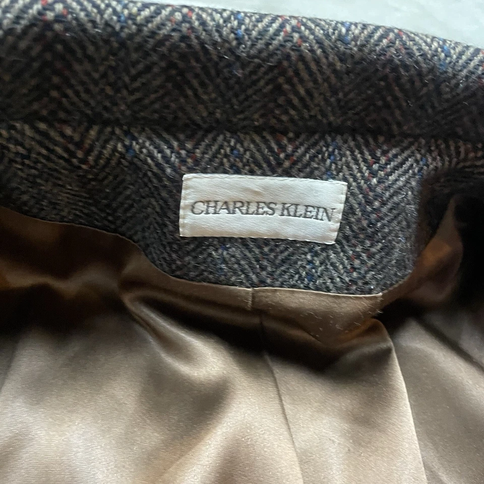Abrigo Charles Klein Tweed Vintage Años 90 Top Abrigo Talla 12 Doble Pecho Mujer Foto 2 de 4