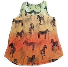 Identity Women's Medium Sheer Zebra Tank Top Art to Wear Multicolor USA Made
