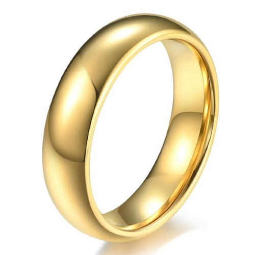 4mm/6mm/8mm Tungsten Steel Bands Men's 18K Gold Plating Women's Ring Size 5-13 - Picture 2 of 13