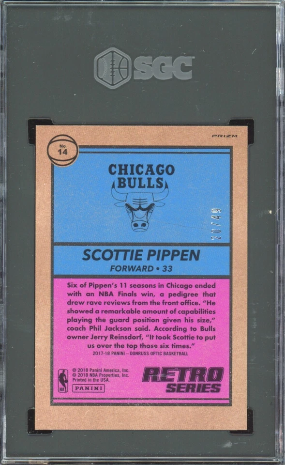 2017-18 Optic Retro Series Blue Prizm Holo #/49 W/ Jordan SGC 9 POP 1 #14 - Image 2 of 3