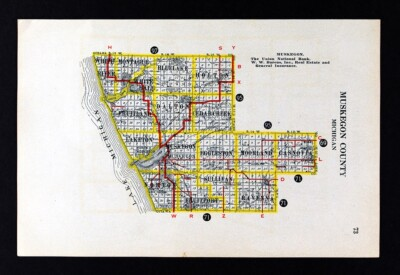 #ad #ad 1917 Bowen Michigan Road Map Muskegon County Whitehall Fruitport Casnovia MI $23.99