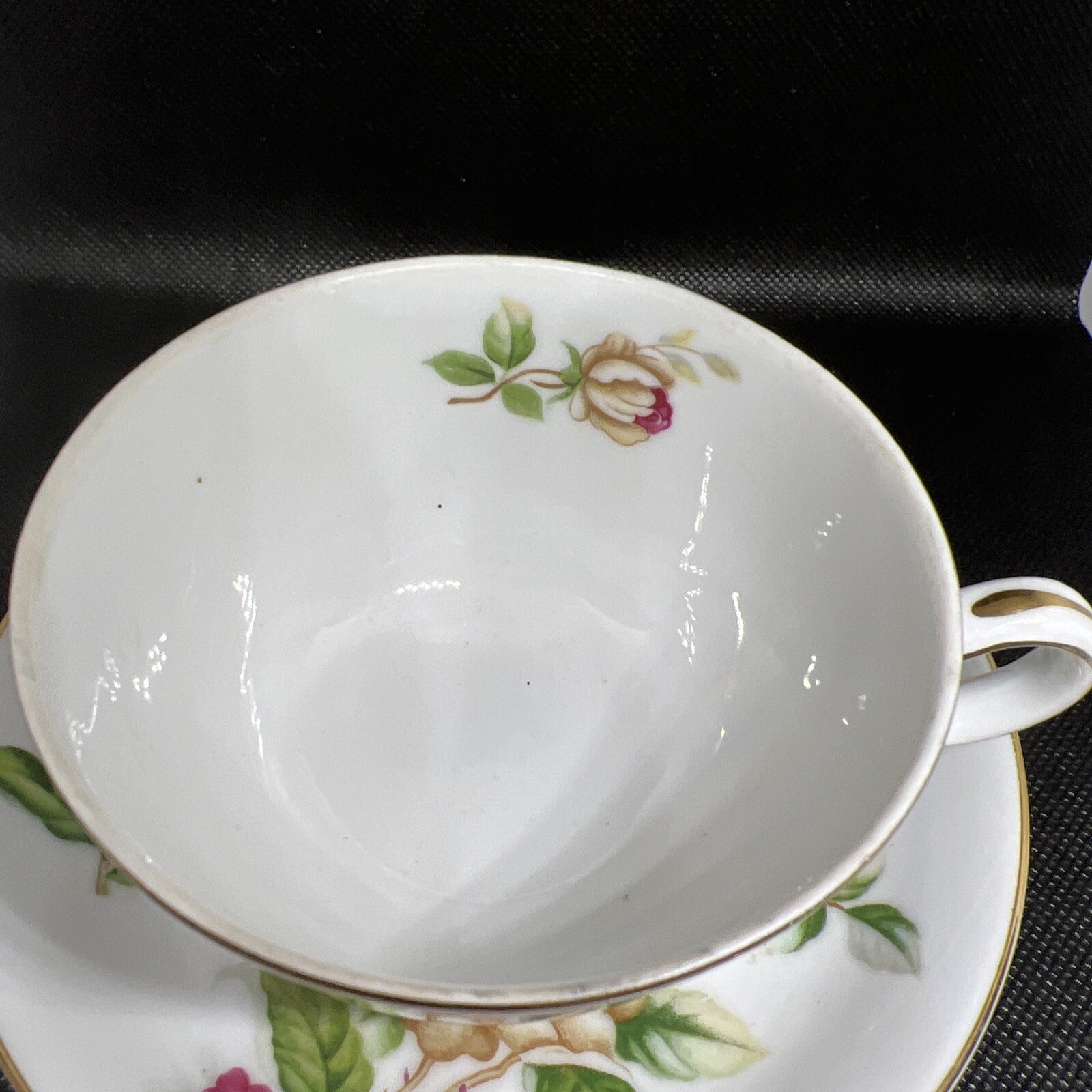 Vintage Lynmore Fine China Footed Cup & Saucer Golden Rose Pattern