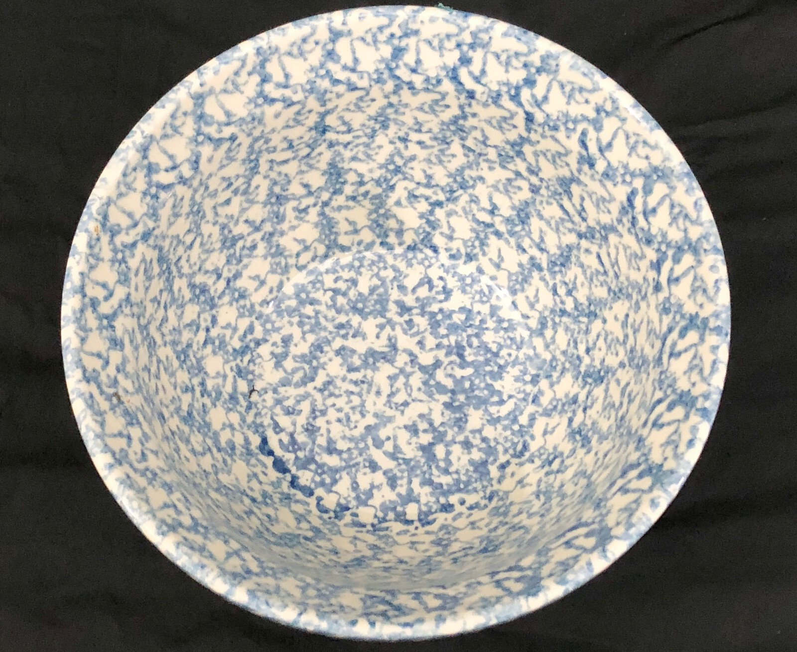 Roseville Pottery Gerald Henn BLUE Spongeware 10" Ribbed Mixing bowl eBay