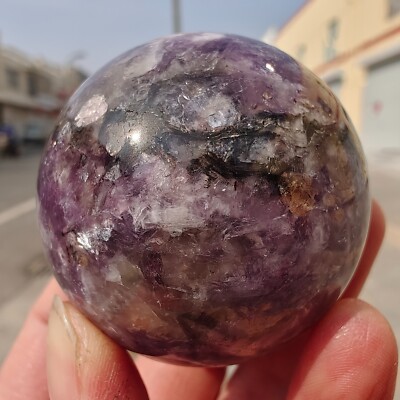 220g Marvelous Lepidolite Sphere Purple Mica Quartz Globe Reiki Crystal Ball
