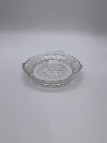 Depression Clear Glass Floral Pattern Candy Nut Or Catchall Dish 6-1/2” Diameter