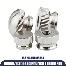 M3 - M8 Knurled Thumb Nuts Flat / Round Head Carbon Steel Ni Hand Grip Knobs Nut