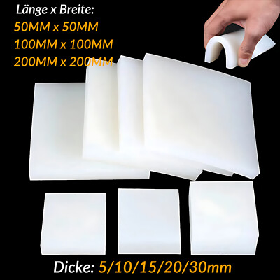5/10/15/20/30mm Dicke Weiß Silikon Gummi Sheets Pads 50x50mm 100x100mm 200x200mm