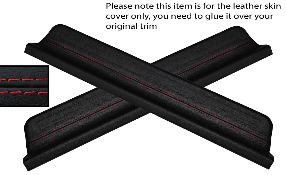 RED STITCH 2X FRONT DOOR SILL TRIM SKIN COVERS FITS ROVER 400 1995-1999 5dr
