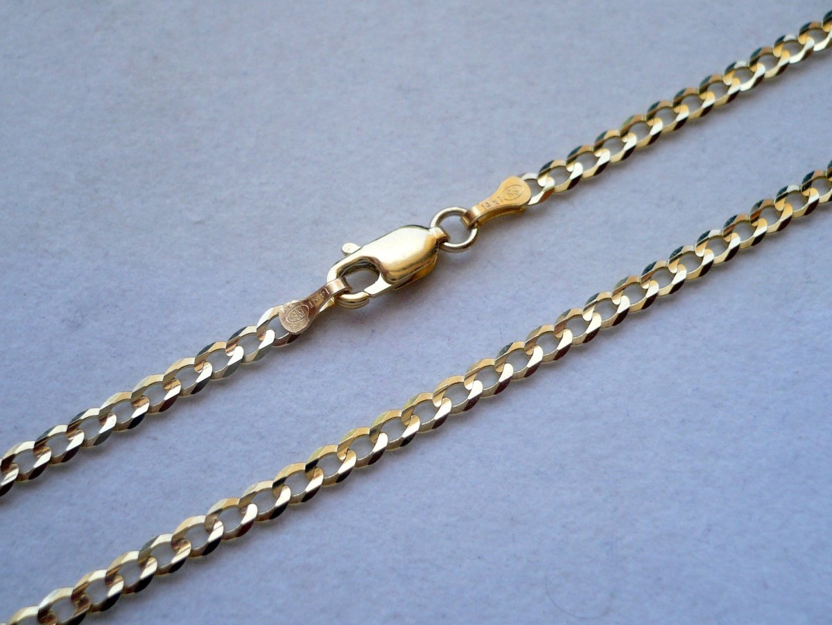 14K Solid Gold Cuban Link Chain Necklace Men's Women's SIZE 16