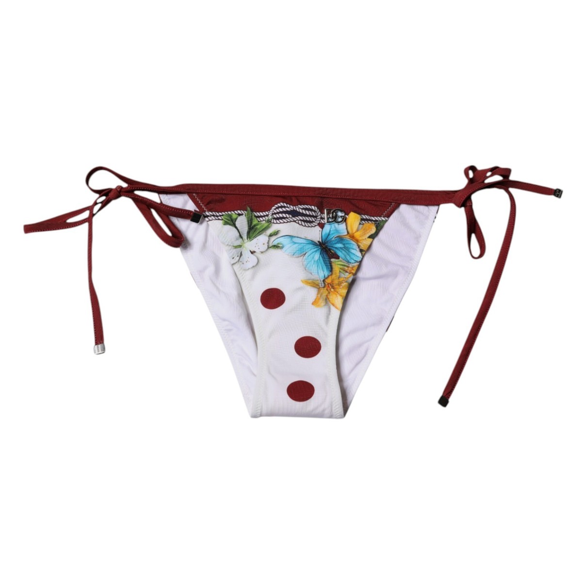 DOLCE & GABBANA Swimwear White Floral Print Swimsuit Bikini Bottom