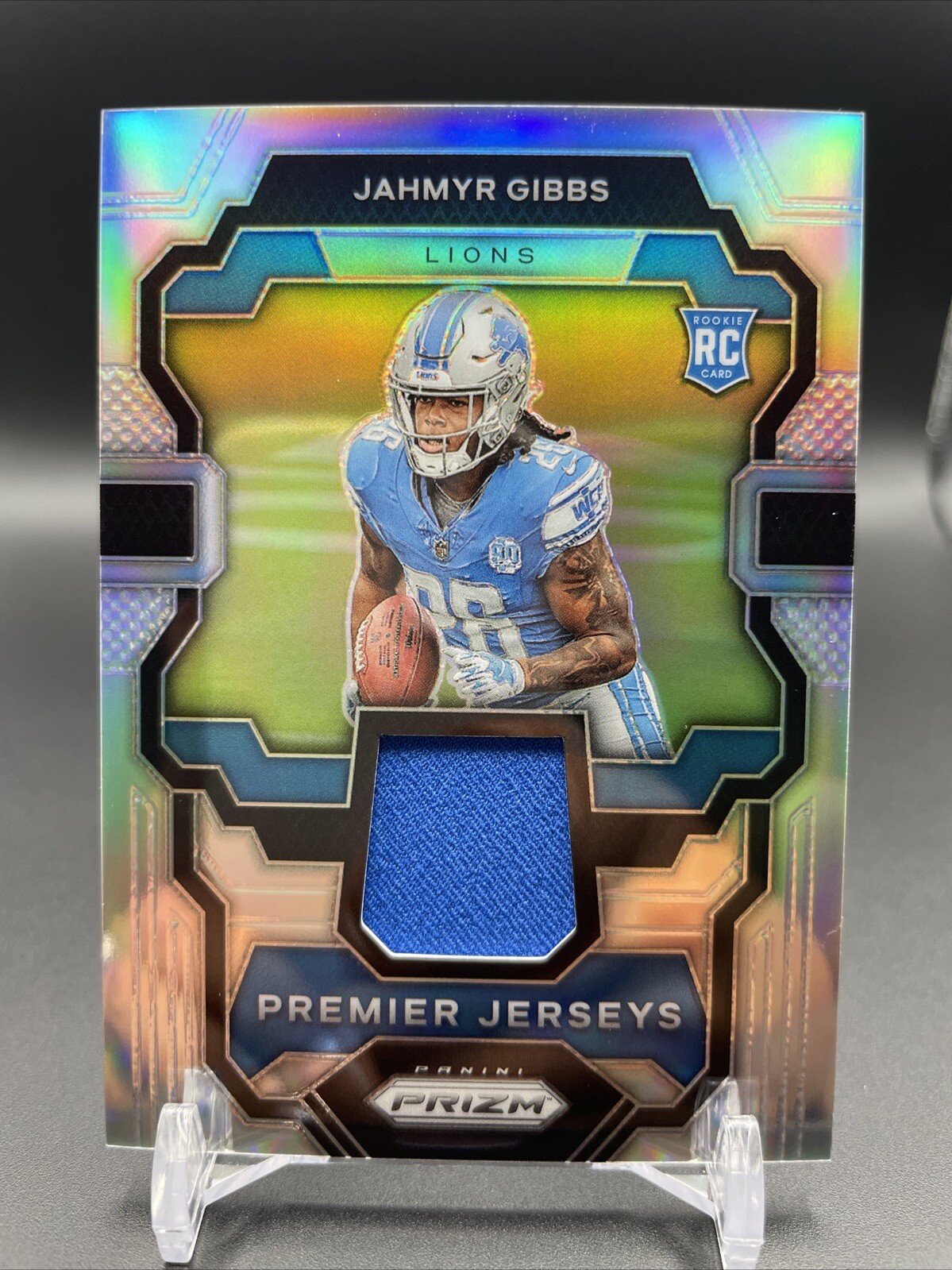 JAHMYR GIBBS - 2023 Panini Prizm Premier Jerseys Patch Rookie RC #PJ-JG Lions