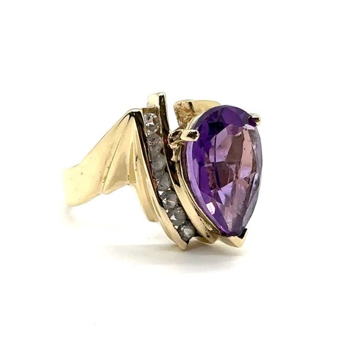 Amethyst Lady's Stone Ring 10K Yellow Gold 5.8g Size:6.5 (EPJ026621) - Picture 2 of 7