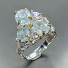 Vintage ring Natural Aquamarine Ring 925 Sterling Silver Size 7 /R474405