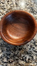 Lovely vintage wood artisan hand-turned on lathe wooden Walnut 7" small bowl