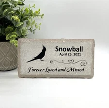 Cockatiel Memorial - Personalized Pet Memorial Stone - Bird Loss sympathy Gift