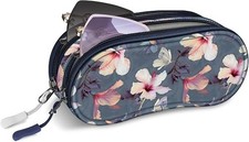 Double Eyeglasses Case Soft Portable Zipper Sunglasses Pouch with Keychain Clip