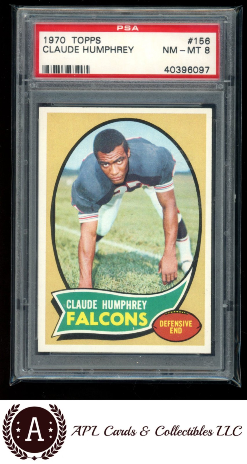 1970 Topps #156 Claude Humphrey PSA 8