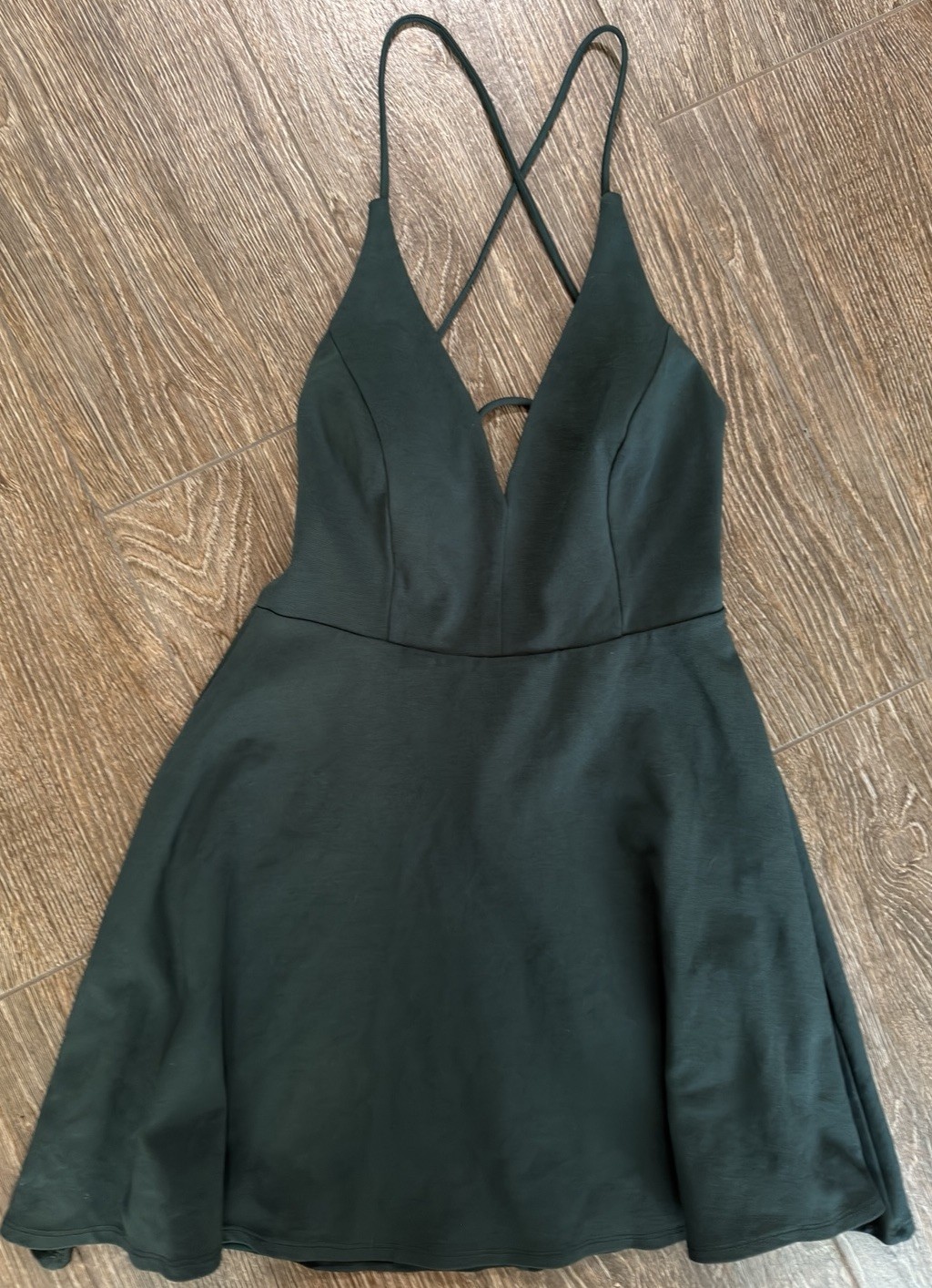 Lulus Believe in Love Forest Green Strappy Backless Skater Dress Size Large