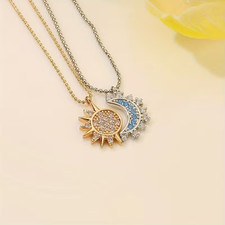Sun and Moon Best Friend Couple Necklace Set, Celestial Jewelry Gift New
