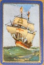 EN7278 Swap Playing Cards 1 VINTAGE ENGLISH NAMED SHIPS GALLEON THE GOLDEN HIND