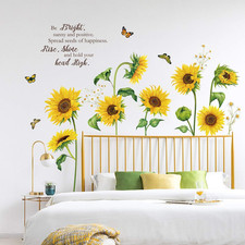 Sunflower Wall Decals Garden Flowers Butterfly Wall Stickers Bedroom Living Room