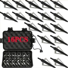 16Pcs 3-Blade Broadheads 100 Grain Cut Compound Bow Crossbow Arrow Tips Box Set