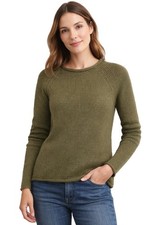 J. Crew Mercantile Women's Cotton Roll Neck Sweater S Roll Cuffs Green K0538