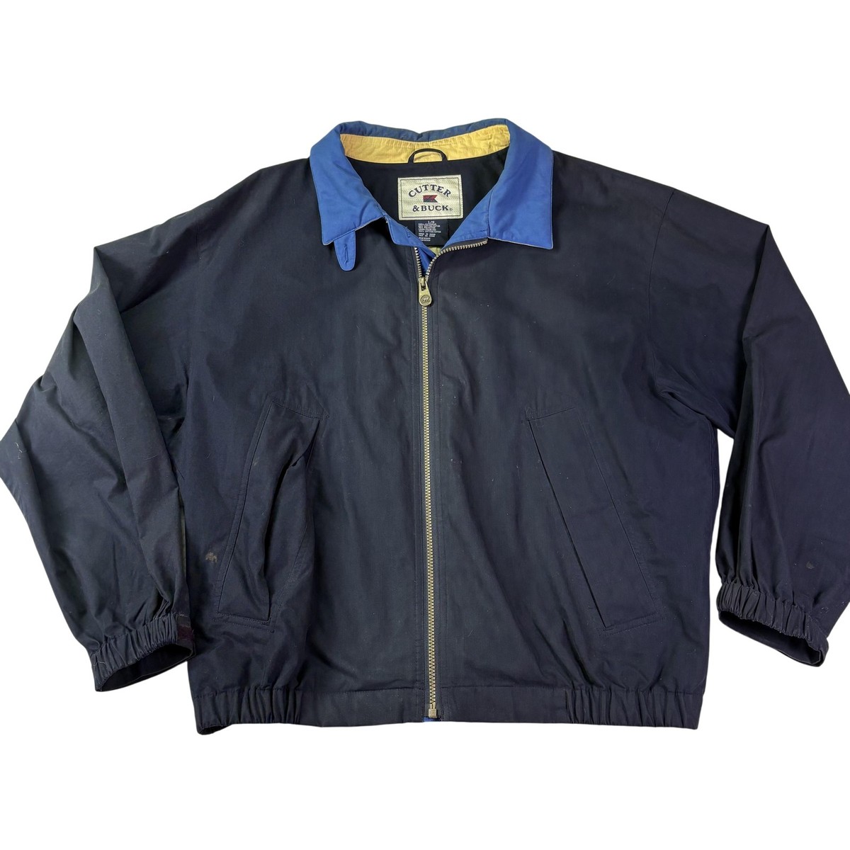 Cutter & Buck Jacket Mens Large Navy Blue Harrington Full Zip 