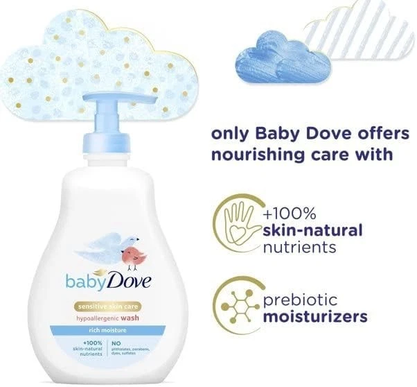 Lavado y champú Baby Dove punta a punta para bebé para piel delicada rica... Foto 3 de 4