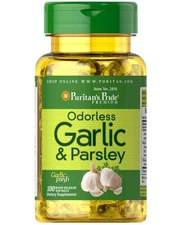 Garlic and Parsley Odorless 100 Softgels Cholesterol Health Pills antioxidant