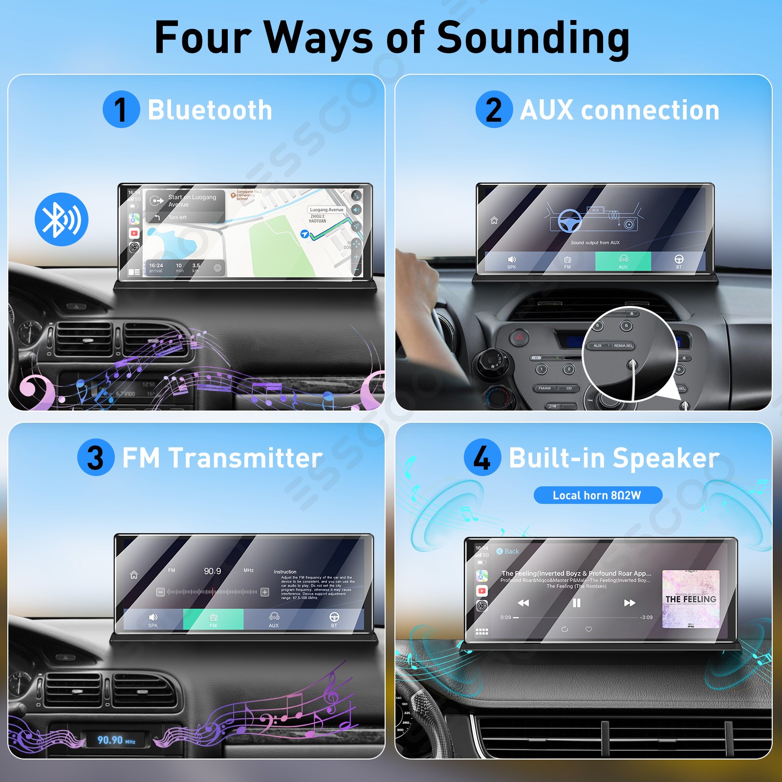 11.3" Wireless Touch Screen BT Android Auto HD Portable Multimedia Apple Carplay