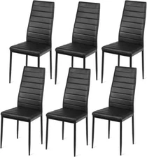 6 Pack Dining Chairs Upholstered Kitchen Modern Furniture Black
